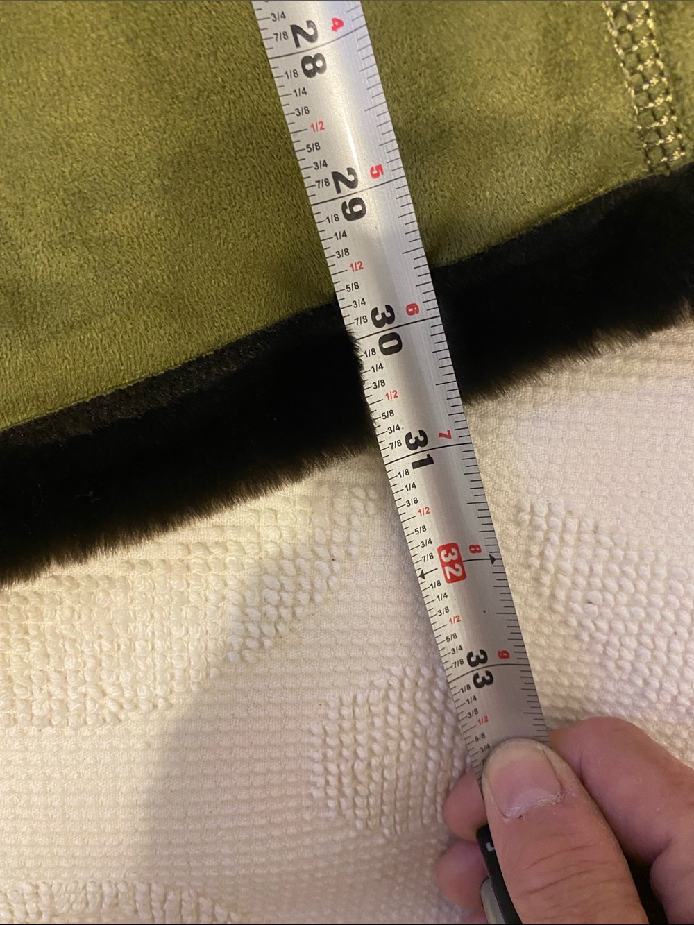 Regent Park Olive Faux-Suede Jacket with Dark Fur Trim, no signs of wear - Picture 7 of 9